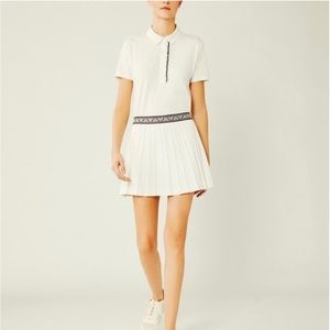 Tory Burch The Tech Twill Geo-T Pleated
Skirt White XS